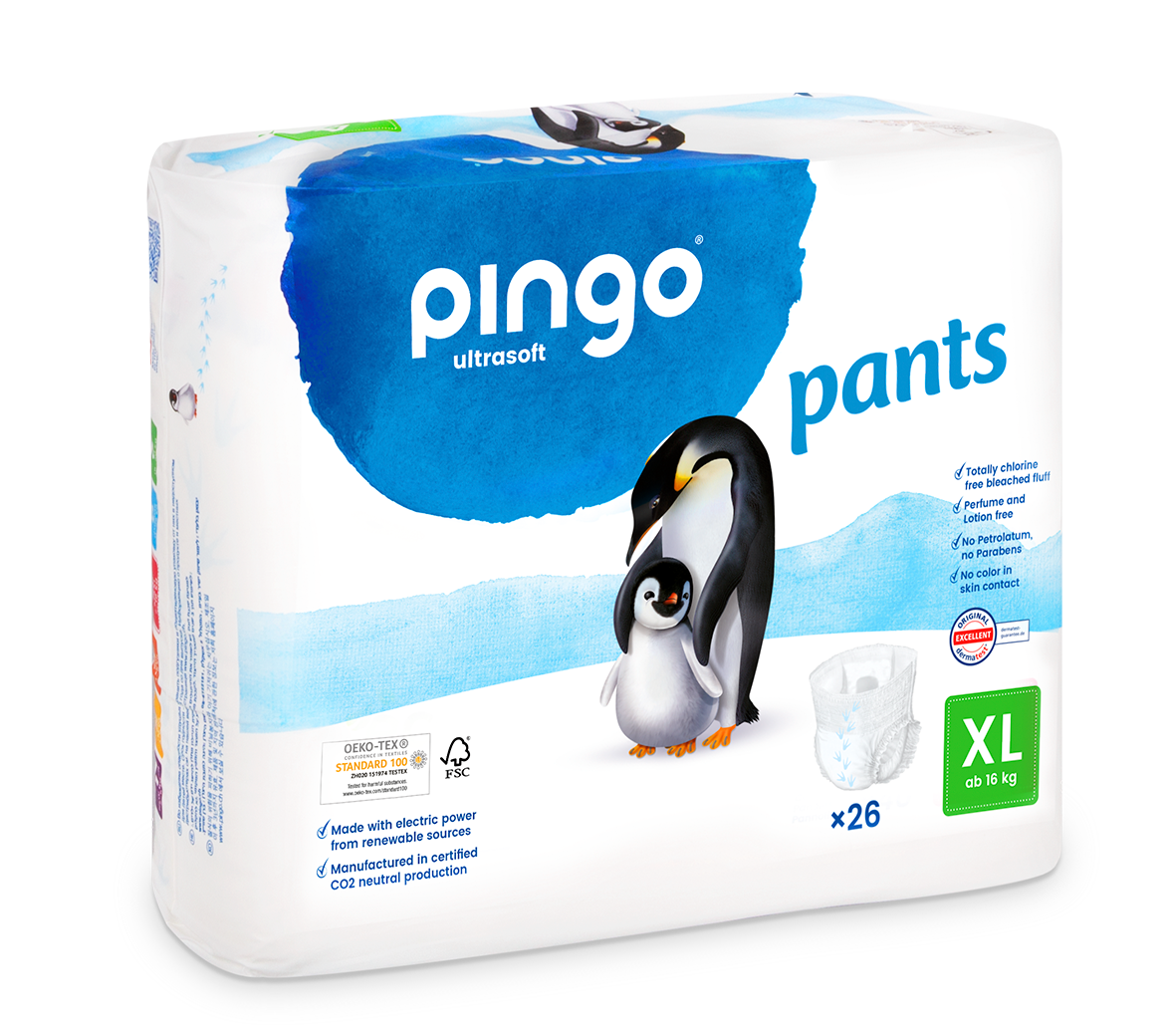 PINGO- Bio Pants/ Hochziehwindeln XL (15-30 Kg) made in Switzerland