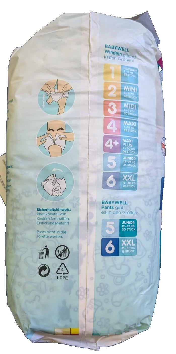 BABYWELL BIO WINDELN Pants Höschenwindeln Gr. 6 , 16 - 32 kg 36 Stück